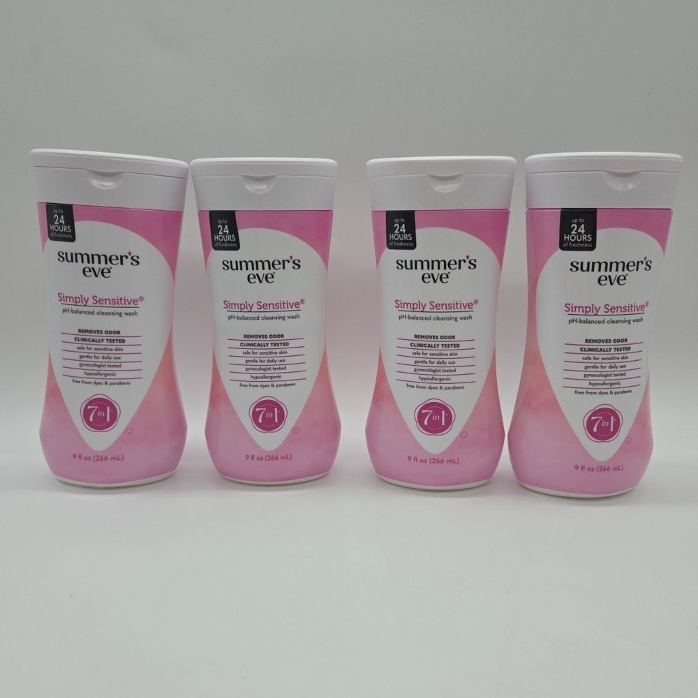 Lot Of 4 Summers Eve Feminine 7 In 1 Daily Wash Simply Sensitive Skin 9 Oz
